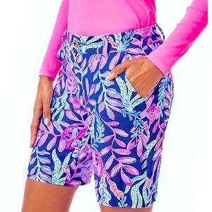 Lilly Pulitzer Natia Mid-Rise Knit Shorts Oyster Bay Navy You’ve Been Spotted